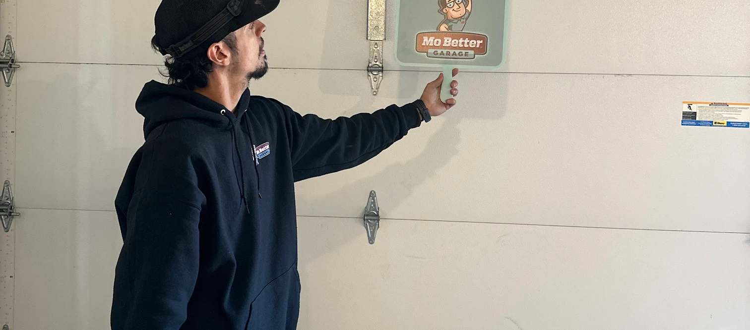 Garage door technician at work